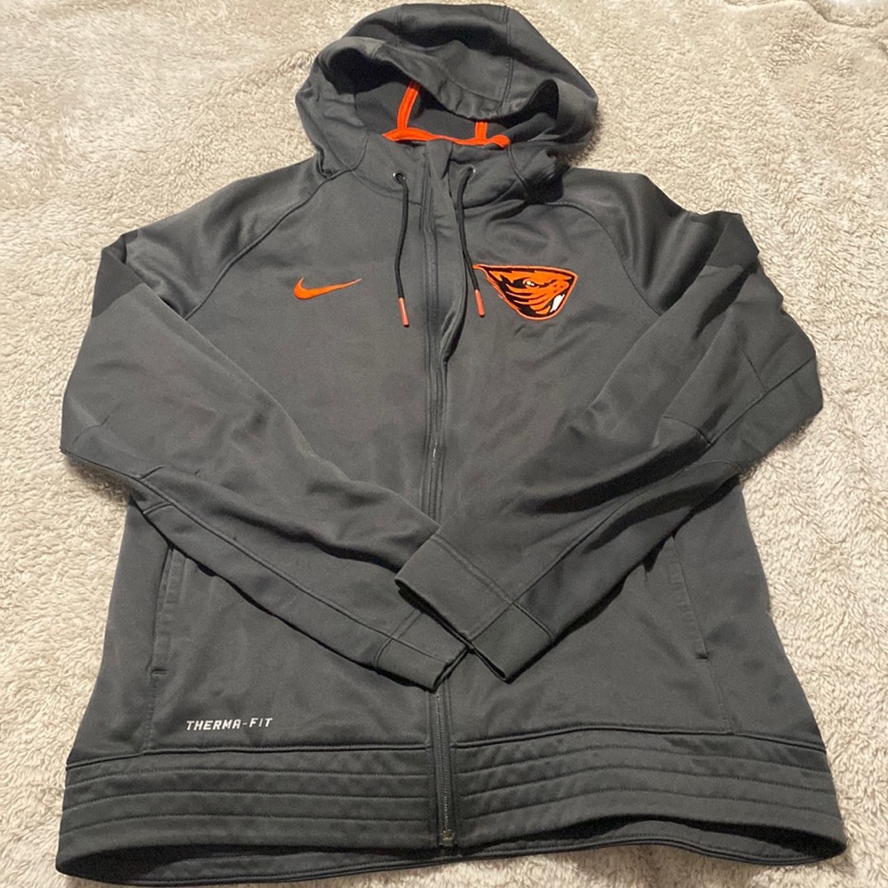 MENS NIKE THERMA- FIT JACKET SIZE- MEDIUM/ LARGE OREGON BEAVERS LOGO